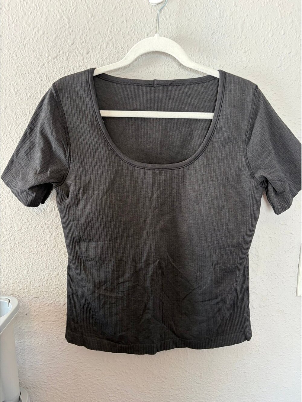Lululemon Ebb to Street Short Sleeve Shirt Black size 14. Built in bra and remov